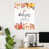 Boho Fall Wildblume Babydusche Begrüßungszeichen Poster (Heimbüro)