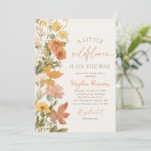 Boho Fall Wildblume Babydusche Einladung (Stehend Vorderseite)