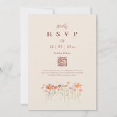 Boho Fall Wildblume Beige Terracotta QR Code Einladung (Rückseite)