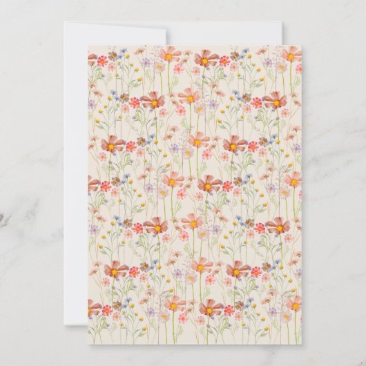 Boho Fall Wildblume Beige Terracotta Wedding Einladung (Rückseite)