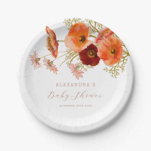Boho Fall Wildblume Bloral Baby Dusche Custom Pappteller (Vorderseite)