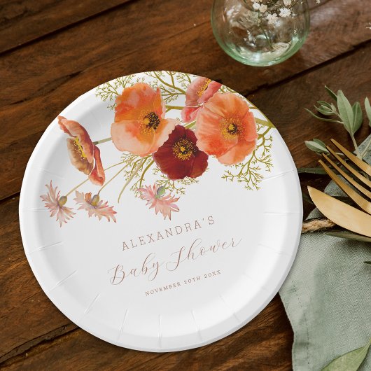 Boho Fall Wildblume Bloral Baby Dusche Custom Pappteller