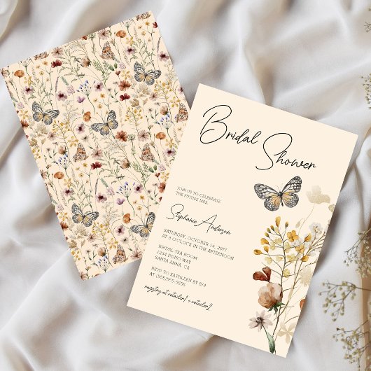 Boho Fall Wildblume Brautparty Einladung