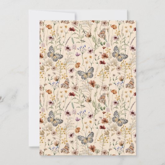 Boho Fall Wildblume Brautparty Einladung (Rückseite)