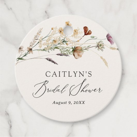 Boho Fall Wildblume Brautparty Geschenkanhänger (Vorderseite)