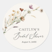 Boho Fall Wildblume Brautparty Runder Aufkleber (Vorderseite)