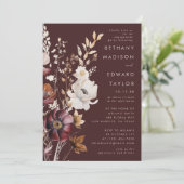 Boho Fall Wildblume Brown Engagement Party Einladung (Stehend Vorderseite)
