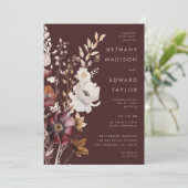 Boho Fall Wildblume Brown Wedding Einladung (Stehend Vorderseite)