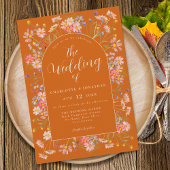 Boho Fall Wildblume Burnt Orange Wedding Einladung