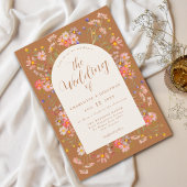 Boho Fall Wildblume Burnt Orange Wedding Einladung