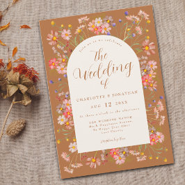 Boho Fall Wildblume Burnt Orange Wedding Einladung