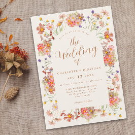Boho Fall Wildblume Burnt Orange Wedding Einladung