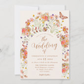 Boho Fall Wildblume Butterfly Floral Wedding Einladung (Vorderseite)