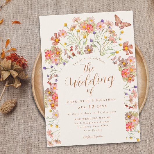 Boho Fall Wildblume Butterfly Floral Wedding Einladung