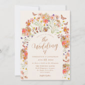 Boho Fall Wildblume Butterfly Wedding Einladung (Vorderseite)