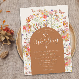 Boho Fall Wildblume Butterfly Wedding Einladung