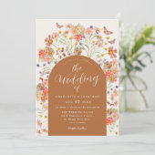 Boho Fall Wildblume Butterfly Wedding Einladung (Stehend Vorderseite)
