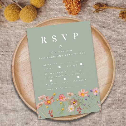 Boho Fall Wildblume Essenszeiten RSVP Karte