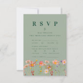 Boho Fall Wildblume Essenszeiten RSVP Karte (Vorderseite)