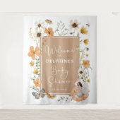 Boho Fall Wildblume Fee Babydusche Willkommen Wandteppich (Vorderseite)