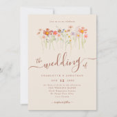 Boho Fall Wildblume Floral Beige Terracotta Einladung (Vorderseite)