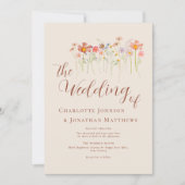 Boho Fall Wildblume Floral Beige Terracotta Einladung (Vorderseite)