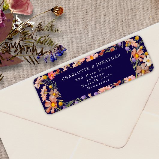 Boho Fall Wildblume Floral Navy Blue Wedding
