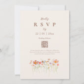 Boho Fall Wildblume Floral QR Code Einladung (Rückseite)