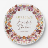 Boho Fall Wildblume Garden Wreath Brautparty Pappteller (Vorderseite)