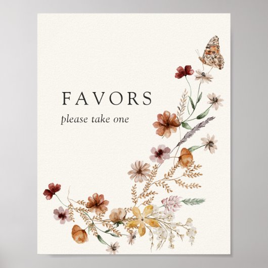 Boho Fall Wildblume Gastgeschenke Hochzeiten signi Poster (Vorne)