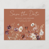 Boho Fall Wildblume Hochzeit speichern das Datum Postkarte (Vorderseite)