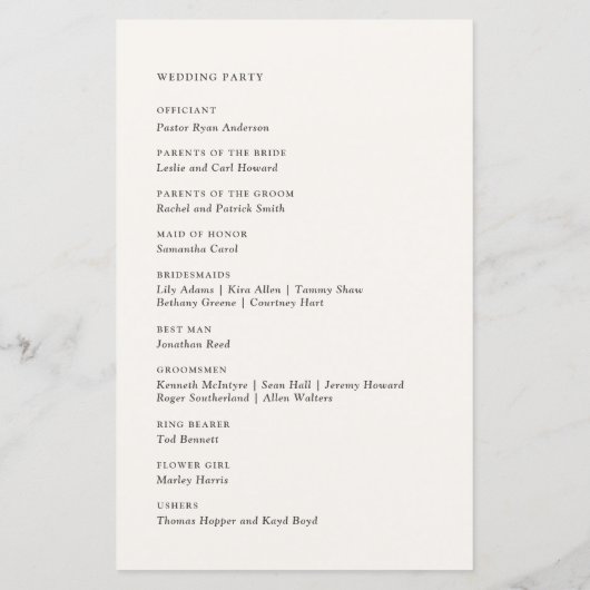 Boho Fall Wildblume Hochzeitsprogramm (Rückseite)