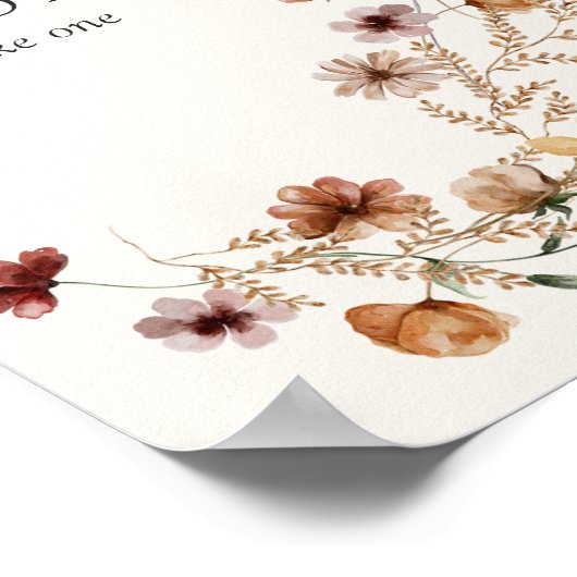 Boho Fall Wildblume Kinderdusche bevorzugt Schild (Ecke)