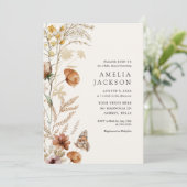 Boho Fall Wildblume Kinderdusche Einladung (Stehend Vorderseite)