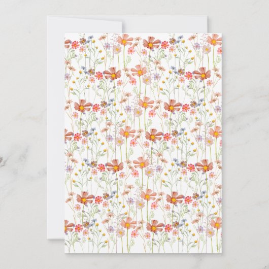 Boho Fall Wildblume Meadow Wedding Einladung (Rückseite)