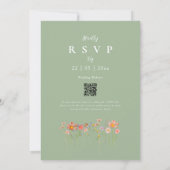 Boho Fall Wildblume Sage Green QR Code Hochzeit Einladung (Rückseite)
