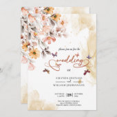 Boho Fall Wildblume Schmetterlinge Hochzeit Einladung (Vorne/Hinten)