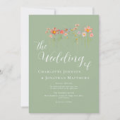 Boho Fall Wildblume Terracotta Sage Green Wedding Einladung (Vorderseite)