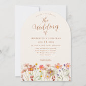 Boho Fall Wildblume Terracotta Wedding Einladung (Vorderseite)