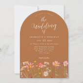 Boho Fall Wildblume Terracotta Wedding Einladung (Vorderseite)