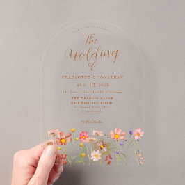 Boho Fall Wildblume Wedding Acryleinladungen