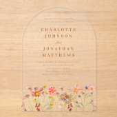 Boho Fall Wildblume Wedding Acryleinladungen (Vorderseite)