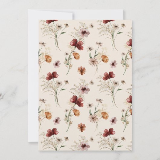 Boho Fall Wildblume Wedding Einladung (Rückseite)