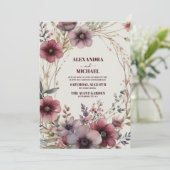 Boho Fall Wildblume Wedding Einladung (Stehend Vorderseite)