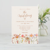 Boho Fall Wildblume Wedding Einladung (Stehend Vorderseite)