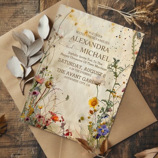 Boho Fall Wildblume Wedding Einladung