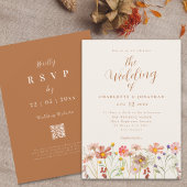 Boho Fall Wildblume Wedding Einladung