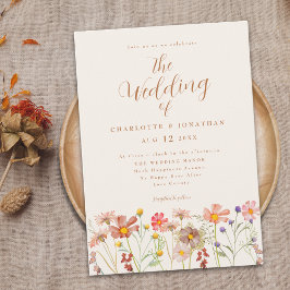 Boho Fall Wildblume Wedding Einladung