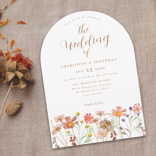 Boho Fall Wildblume Wedding Einladung