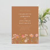 Boho Fall Wildblume Wedding Einladung (Stehend Vorderseite)